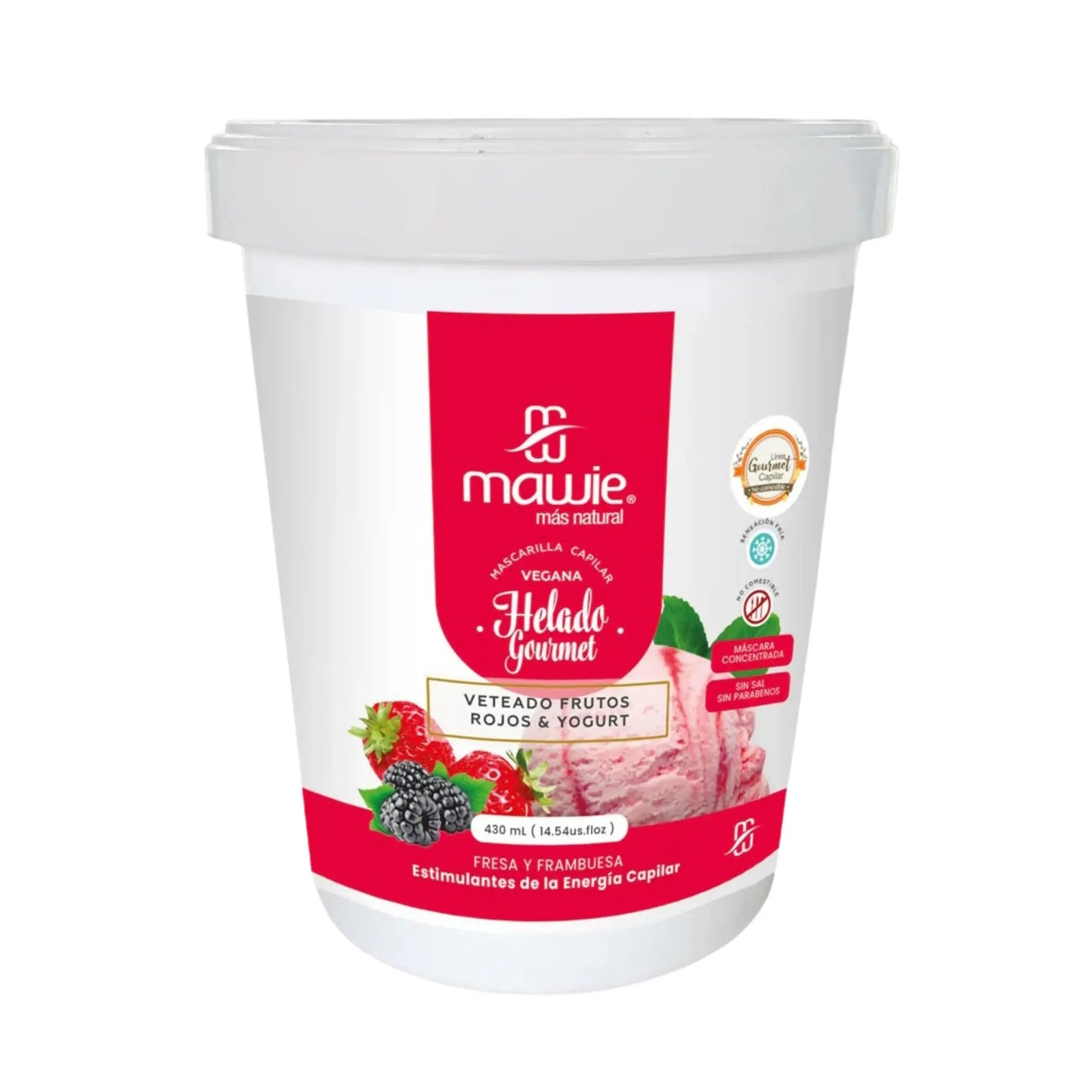 Mascarilla vegana Helado de Frutos Rojos Mawie para crecimiento fase anagena 430ml