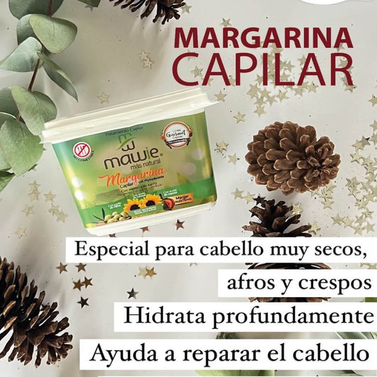 Margarina Mawie textura cremosa con aceites naturales para control de frizz y brillo