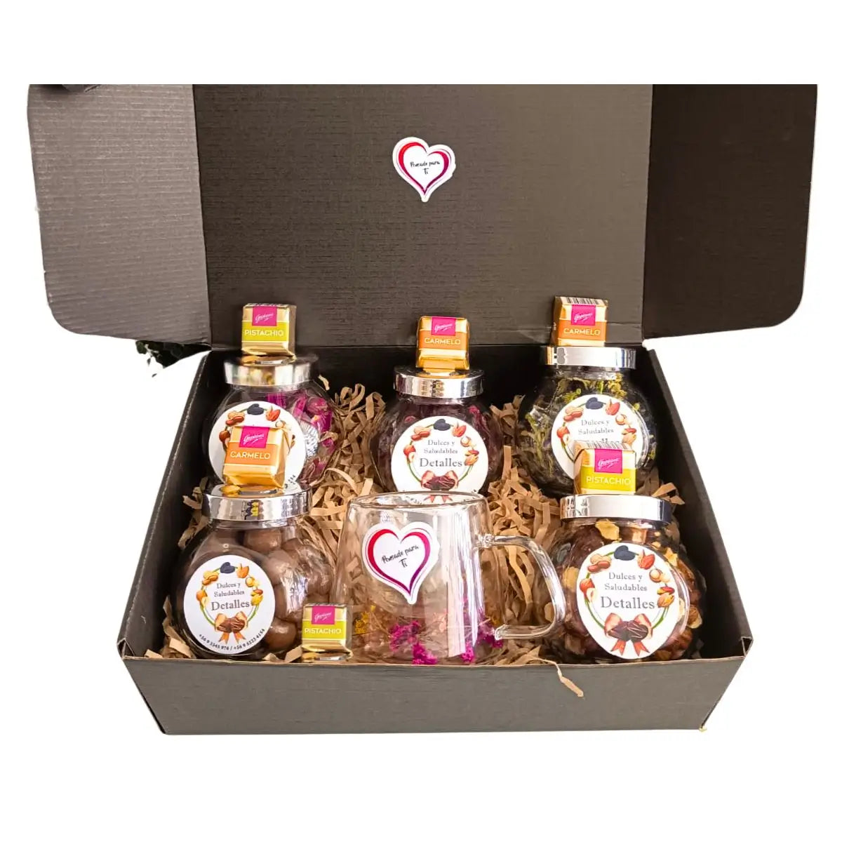 contenido-pack-gourmet-7-productos-frascos-vidrio-y-taza cristal